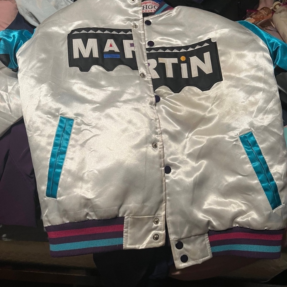 YOUTH MARTIN 8 BALL AQUA SATIN JACKET